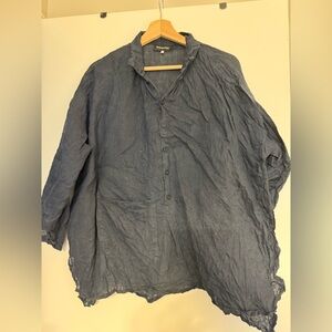 Eskandar NAVY Linen Collar Long Tunic (size 0) - read description